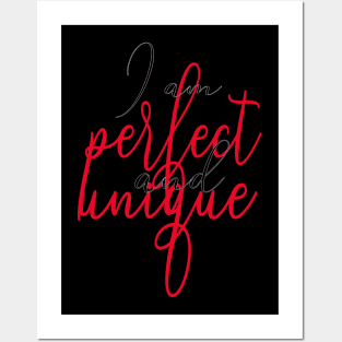 I am perfect and unique red black - Ich bin perfekt und einzigartig Posters and Art